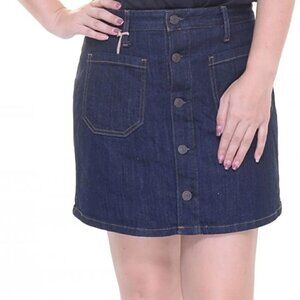 Gap Women's Size 12/31 Button Front Denim Mini Skirt Dark Wash Square Pockets